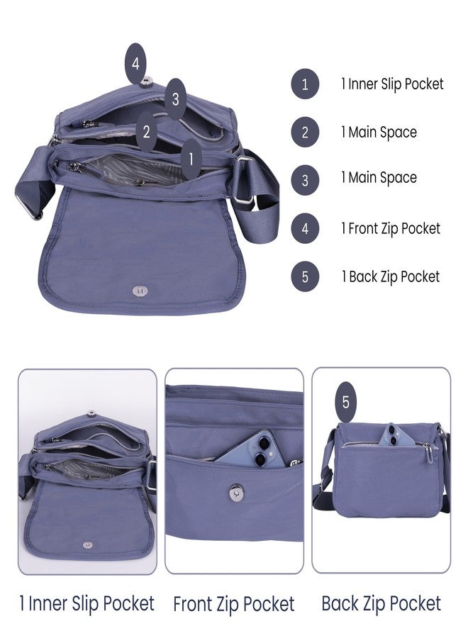 MISTYCDEP Crossbody Purse for Women, Nylon Waterproof Shoulder Purse, Messenger and travelling Bag Lightweight, Long Strap (Blue 118) - Image 5